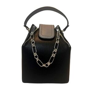 Classic Fashion Black Leather Off the Chain Bucket Purse